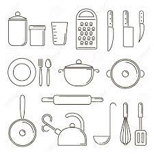 Check spelling or type a new query. Set Of Kitchen Utensils Isolated Line Art Elements For Kitchen Design Cooking Equipment Kitchenware Collection Royalty Free Cliparts Vectors And Stock Illustration Image 72595200
