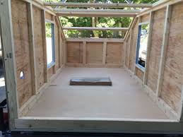2018 Diy Micro Camper Front Wall Attached And 2 X 3 Roof Joists Attached Again Using The Kreg Jig To Make Pocket Holes Micro Camper Roof Joist Pocket Hole