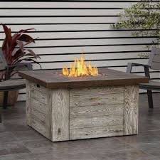 Forest Ridge 42 In Fiber Cast Concrete Propane Fire Pit Table In Weathered Gray With Natural Gas Conve Propane Fire Pit Table Fire Table Gas Fire Pits Outdoor