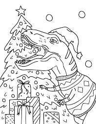 Children love to know how and why things wor. Printable Christmas Dinosaur Coloring Page