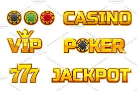 Vector Set Golden Logo Jackpot Poker 777 Casino And Vip Gold Play Chips Casino Poker Jackpot