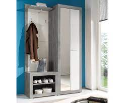 Möbelando garderobe set flurgarderobe wandgarderobe dielengarderobe flurmöbel selene iii. Garderobe Shandor Weiss Hochglanz Grau 120x195 Sitzbank Beton Optik Garderobenset Moderne Einrichtungsideen Gunstig Bei Mobel Modern