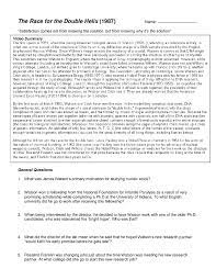 (redirected from the race for the double helix) also found in: The Race For The Double Helix 1987 Worksheet Docsity