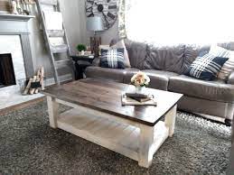 It is a decent height and size for setting up. Coffee Table In Rustic Brown Top And Antique White Bottom 52 X30 5 Furniture Home Decor Coffee Table