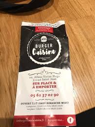 Menu Du Restaurant Picture Of Un Burger Dans La Cuisine Saint Jean Tripadvisor