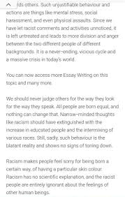 It was built on a foundation of systemic racism, from slavery, to she said that she didn't know what systemic racism was, so i explained as best i could: 250 Words Essay On Racism Friends Please If You Answer It Correctly Surely I Will Follow You Brainly In