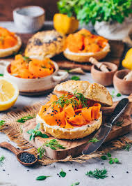 Karottenlachs Auf Bagel Karotten Geraucherter Lachs Raucherlachs