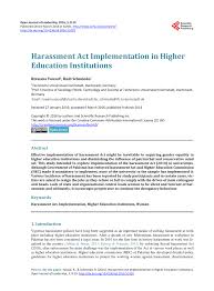 Pdf Harassment Act Implementation In Higher Education Institutions