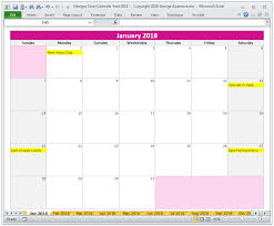 Georges Excel Calendar Year 2018 Excel Calendar Excel Calendar Template Yearly Calendar