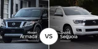 nissan armada vs toyota sequoia burly suvs do battle