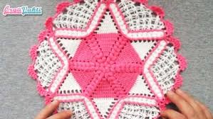 Yildiz Ornekli Yuvarlak Lif Modeli Yapimi Anlatimli Videolu Orguvakti Crochet Crochet Blanket Diy And Crafts