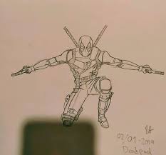 Draw the seams of deadpool's mask (so we know it's deadpool). Deadpool Drawing I Did I M Going To Draw Every Single Day In 1 Year Just To See How Good I Can Get Wish Me Luck People 9gag