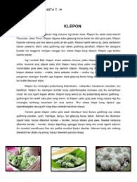 Ini karena bahan dasar klepon sama seperti. Bahasa Jawa Klepon