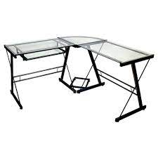 Cheap laptop desks, buy quality furniture directly from china suppliers:desktop computer desk bedroom corner table writing desk with keyboard & mainframe tray enjoy free shipping worldwide! Glass L Shaped Computer Desk With Keyboard Tray Black Saracina Home Target