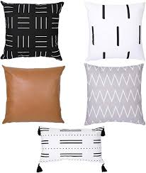 Black And White Lumbar Pillow Cover Amazon Com Snugtown Decorative Throw Pillow Covers 5 Pack 100 Cotton Black White Grey Brown Throw Pillows Decorative Throw Pillow Covers Throw Pillow Covers