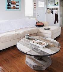 This round coffee table with a wooden top and iron material can add a new dimension to any boring space in your home. Round Rustic Reclaimed Wood Coffee Table With Metal Ring Rim Real Natural Barnwood Top With Pedestal Leg And Hexagon Base Modern Contemporary Farmhouse Living Room Furniture End Table 3 Sizes Buy Online