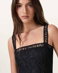 AllSaints Polyamide Vera Black Lace Bodysuit, Size: UK 14/US 10