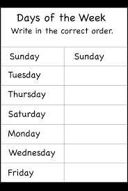 Days Of The Week Worksheets For Grade Pdf Kids Hs Year Eval