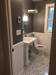 In small bathrooms especially, paint ideas are very important to apply. Tiny Bathroom Remodel Paint Is Rock Gray By Benjamin Moore Tile Is Hampton Hermosa Set On The Bathrooms Remodel Small Bathroom Remodel Small Master Bathroom