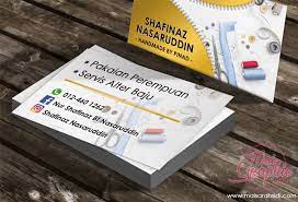 Material 260gsm art card + matt + spot uv di sini. Design Dan Cetak Kad Nama Perniagaan Jahitan