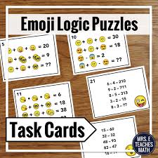 Cool math emoji puzzles with answers. These Emoji Logic Puzzles Would Be Such A Fun Back To School Activity For Middle School Logic Puzzles High School Math Lessons Middle School Math Lesson Plans
