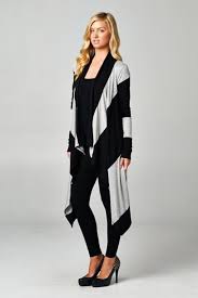 Cardigan Colorblock Grey Cardigan Black And Grey Striped Asymmetrical Hemline Maxi Cardigan Sweater Maxi Long Cardigan Trendy Boho Girly Wheretoget
