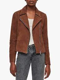 All Saints Suede Vela Biker Jacket Conker Brown Google Search In 2020 Suede Biker Jacket Womens Biker Jacket Suede Biker