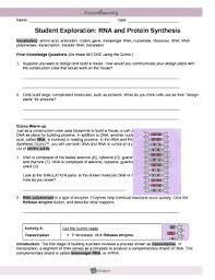 Dna and protein synthesis study g. Rna And Protein Synthesis Gizmo Answers Doc Template Pdffiller