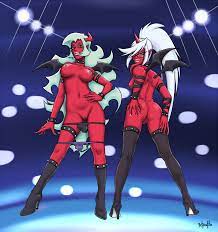 2demons ass breasts demon demon girl demon wings female highres  horn kneesocks daemon monster girl nipples panty & stocking with garterbelt  pussy red skin scanty daemon siblings sideboob sisters 