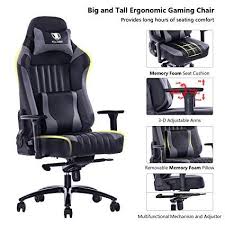 Killabee Big And Tall 400lb Memory Foam Gaming Chair Adjustable Tilt Back Angle And 3d Arms Ergonom Gaming Chair Reclining Office Chair Office Computer Desk