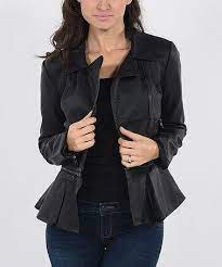 Black Faux Leather Peplum Jacket Zulily Leather Peplum Peplum Jacket Clothes