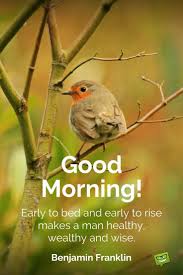 Good Morning Quote By Benjamin Franklin On Photo With Early Bird Since the world is designed for early risers. good morning quote by benjamin franklin