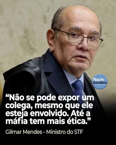 A declaração atribuída ao ministro Gilmar Mendes repercutiu nas redes sociais e chamou atenção pelo tom das palavras utilizadas. Na fala, Mendes teria afirmado: “Não se pode expor um colega, mesmo que