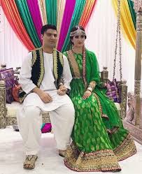 Afghan Henna Night Groom And Bride With Traditional Clothes Afghan Clothes Afghan Dresses Afghani Clothes