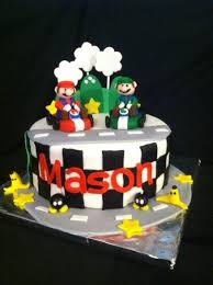 At the end of the game the winner's stars form into a large star causing the cake to light up. Mario Kart Birthday Cake Mario Birthday Cake Mario Kart Cake 8th Birthday Cakes For Boys