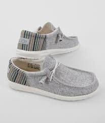 Featuring our classic insole that reduces odors, lightweight outsole, and breathable cotton fabric that makes the wally one of the most comfortable shoes on the market. Hey Dude Wally Funk Shoe Men S Shoes In Stripes Grey Buckle