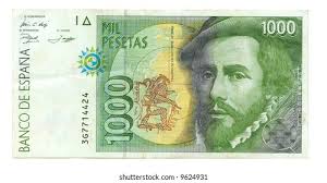 1000 Peseta Bill Spain Green Violet Stock Photo 9624931