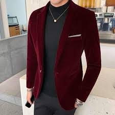 Wedding groom wear satin trimming lounging blazer made from black color velvet fabric. Men S Clothing New Arrival Luxury Elegant Slim Fit One Button Wedding Party Wear Blazer Men Burgundy Velvet Jacket Clothing