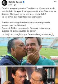 ✓ siga nossa rede social Galvao Bueno Deixa Recado A Tino Marcos Apos Saida Da Rede Globo Vai Nos Fazer Muita Falta Jogada Diario Do Nordeste