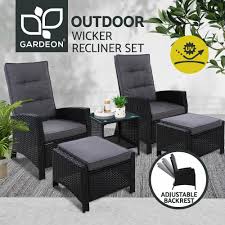Gardeon Outdoor Furniture 5pc Recliner Chairs Table Set Wicker Sofa Lounge Patio Outdoor Furniture Wicker Sofa Lounge Sofa