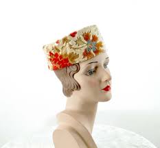1960s Tapestry Hat Toque Carpet Hat Pill Box Hat Floral Etsy Hats Toque Hats Vintage