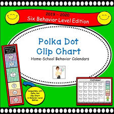 polka dot clip chart home school behavior calendars 2019 2020 6 level ed