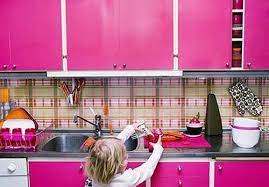 Continue to 4 of 13 below. Roundup The Wallpaper Backsplash Pink Kitchen Pink Kitchen Inspiration Pink Kitchen Cabinets