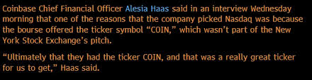 View coin's stock price, price target, earnings, forecast, insider trades, and news at marketbeat. Brian Sozzi On Twitter Why Coinbase Chose Nasdaq For Its Listing Instead Of The New York Stock Exchange Via Business Coin
