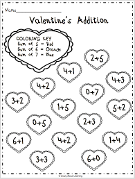 Valentine S Day Color By Sum Worksheet Madebyteachers Math Valentines Addition Coloring Worksheet Kindergarten Valentines