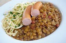 Schwabische Linsen Mit Spatzle Und Saitenwurstchen Von Krollekopp Chefkoch Rezept Linsen Mit Spatzle Spatzle Rezepte
