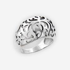 This is the perfect sterling silver ring to wear every day! Broad Sterling Silver Ring With Filigree Patterns Zanfeld