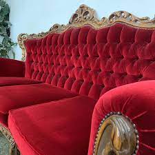 Four Pice Set Including Three Seat Plus Two Single Seats And One Palour Chairbeautiful Red Velour Button Ba Second Hand Furniture Lounge Suites Italian Baroque