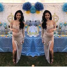 Pin By Kimberly Kelly On Baby Shower Decor Outfit Ideas Baby Shower Dresses Blue Baby Shower Dress Baby Shower Outfit