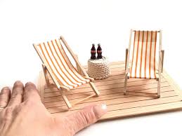 Miniature Summer Scene With Handmade Details 1 12 Scale Sundeck Sun Chairs Table And Cokes By Miniaturesbyemy On Etsy Summer Scenes Sun Chair Miniatures